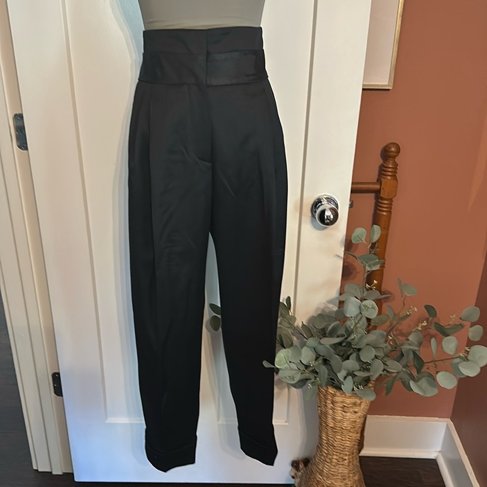 Boss Hugo Boss women’s black 8 virgin wool elastane banded waist tuxedo pants